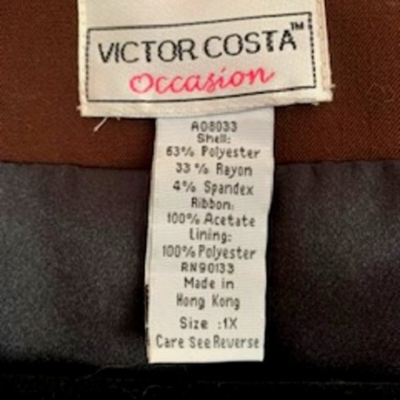 Victor Costa Occasion Black Lined Brown Jacket 1X - Picture 7 of 7